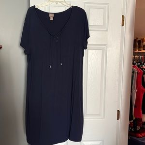 Chico’s size 3 navy blue dress. Light weight, right below the knee